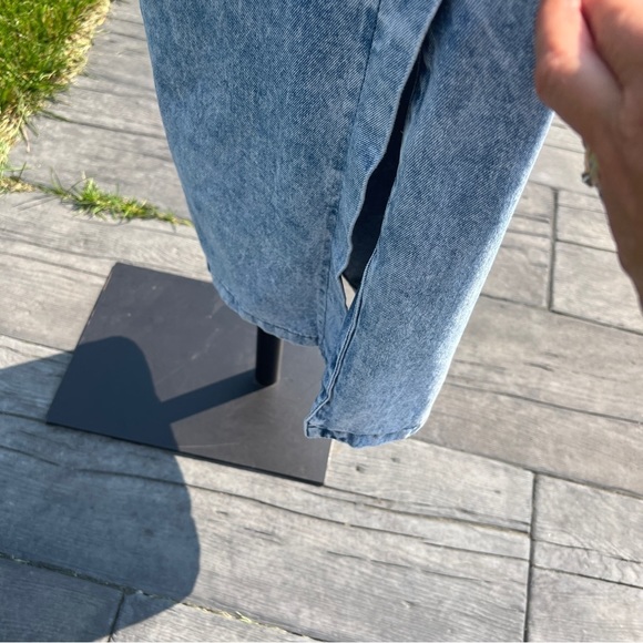 Vintage 80s 90s Acid Wash Denim Relaxed Fit Overall Maxi Jean Dress - Picture 7 of 10